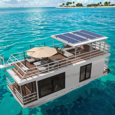 4.0m Width Pontoon Type Boat Two Floor Luxury Boathouse For Water Sightseeing