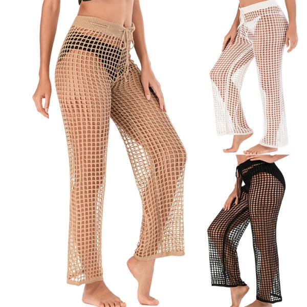 Casual Hollow Pants 100% Polyester Knitted Sexy Women'S Beach Pants