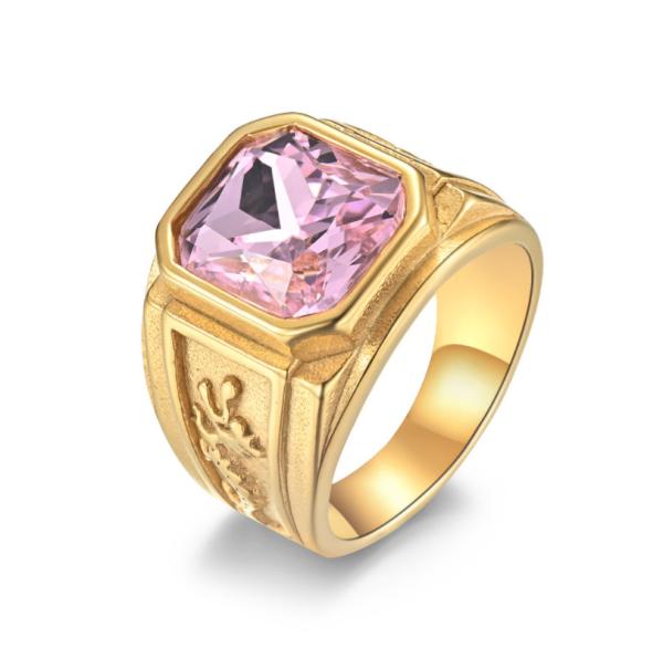 Hommes 316 anneau en acier inoxydable bijoux couleur or plaqué taille personnalisée