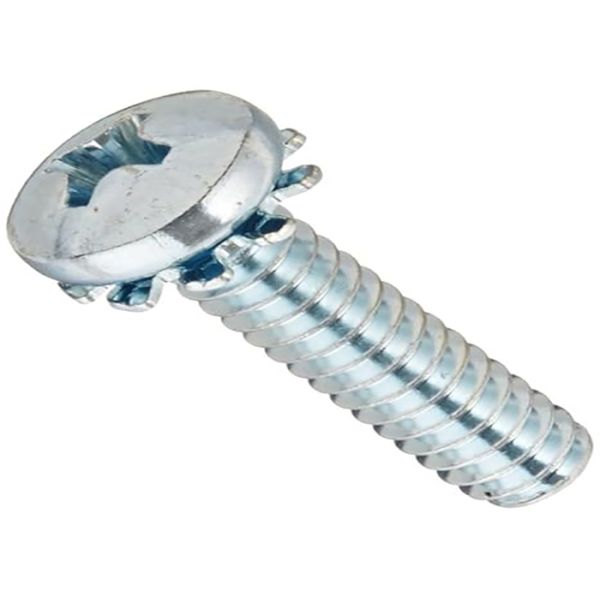Cross Recessed Pan Head Metal Screws And Serrated Lock Washers External Teeth Din6907