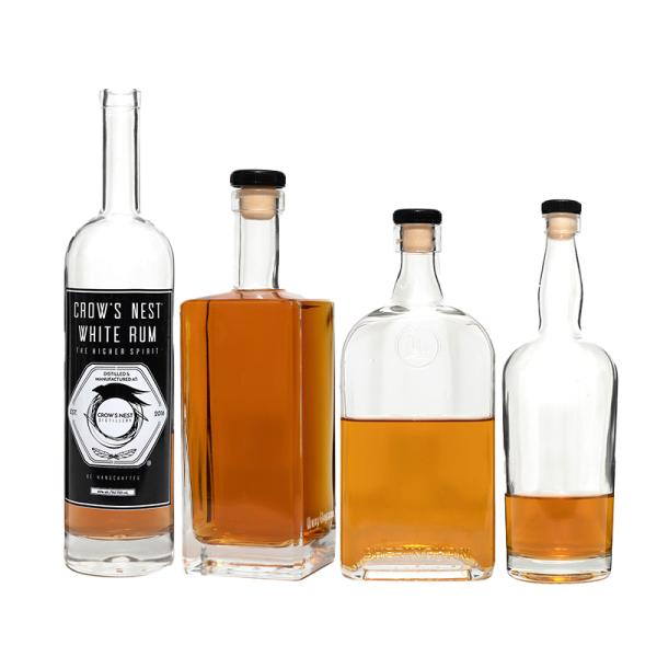 700ml 200ml 500ml 1 Liter Glass Cap Vodka Brandy Bottles for Clear Champagne Storage