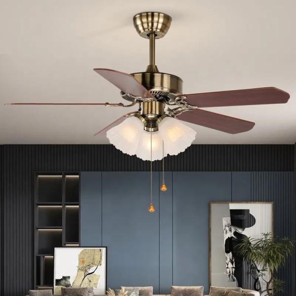Ventilateur de plafond décoratif avec éclairage, 5 pales, restaurant, 220V