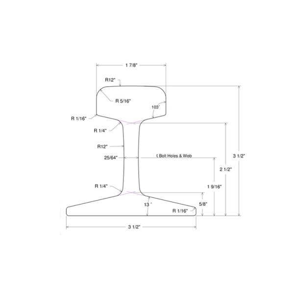 Trilho de trilho de aço Q235B 55Q U71Mn ASCE 40 Lb/Yd
