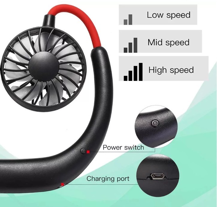 Вентилятор шеи USB перезаряжаемые 360D 1.2w портативный вися