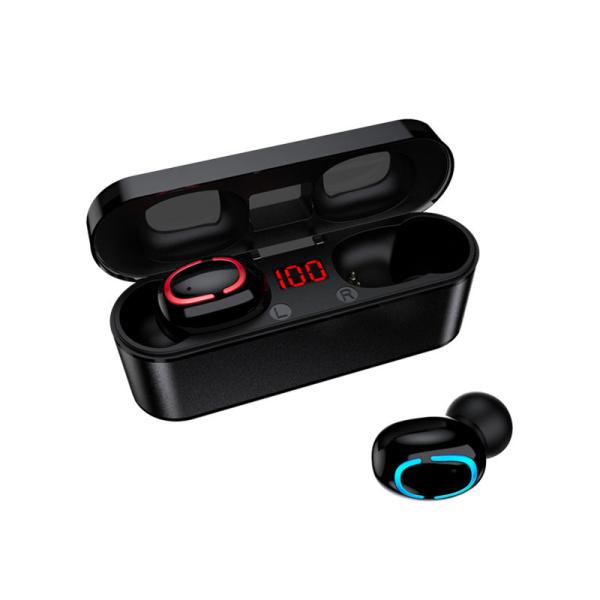 Digital Display Mini In-Ear TWS Earbuds Wireless HiFi Stereo Bluetooth Earphone with Aluminum-Alloy Charging Case