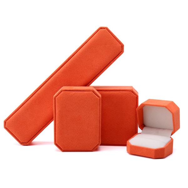 elegant handmade orange Octagonal Velvet Jewelry Box for Necklace Earrings Bracelet Ring packaging