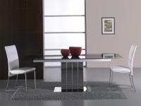 Table à manger automatique de 200 cm en verre extensible DT-809T avec base en acier inoxydable