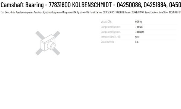 Camshaft Bearing Original KS 77831600 04250086 04251884 04507244 77831600 for volvo DEUTZ BF4M2012* BF6M2012* BF4M2013* BF6M2013* D4D* D6D* TAD420