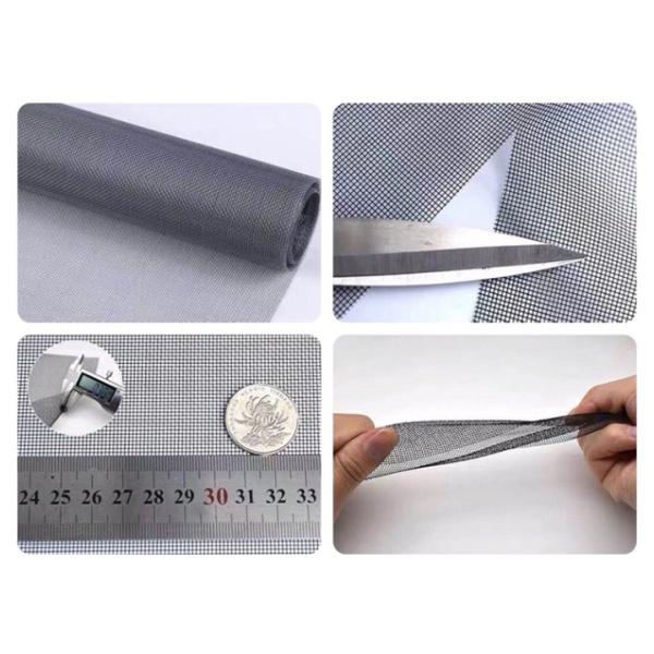 Черная сетчатая сетчатая сетчатая сетка 18 X 16 ПВХ с покрытием из стекловолокна Пряжа Плетение