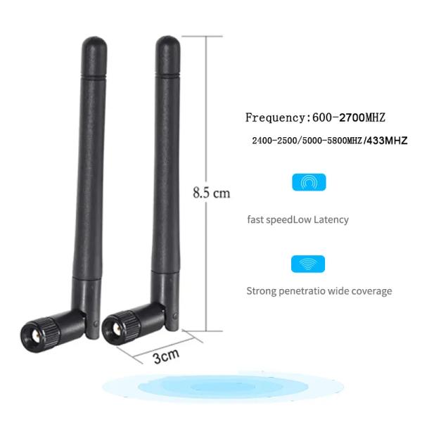 Antenna Wi-Fi para interiores de banda doble de 600-6000MHz USB inalámbrico de 50 Ohm con conector SMA