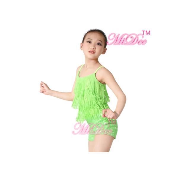Girl'S Latin Dance Costumes Outfits 2 Pieces Camisole Tassels Sequin Top