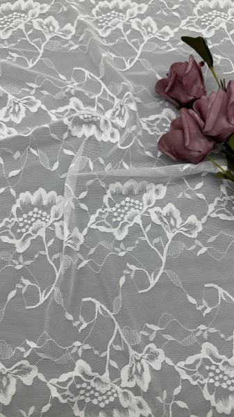 Les filles blanc dentelle tissu brodé respirer motifs floraux maille de terre pour les robes de mariée