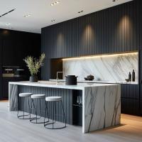 Meubles en acrylique haut brillant de style australien garde-manger armoire de cuisine Membrane en PVC moderne