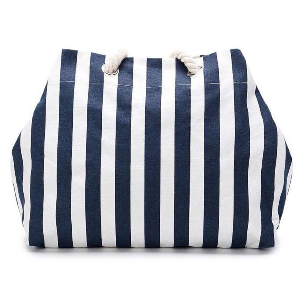 Navy Stripe Canvas Pool Bag , Black Personalised Canvas Beach Bag Nautical