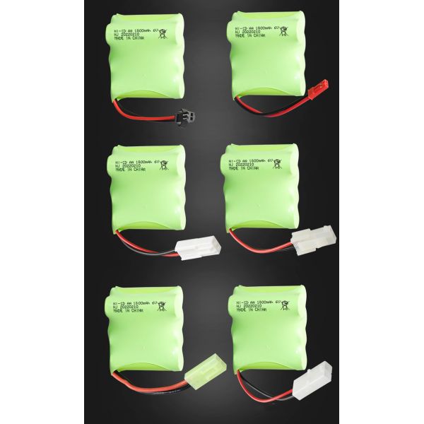 High Capacity NiCH Nimh Battery Pack AA 6V 1800mAh Battery With Male SM 2P Plug for RC Cars and Trucks Rechargeable Batteries