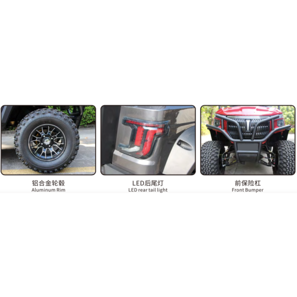 Flagship Luxury High-Chassis Electric Golf Cart 6 Forward-Facing PT-PBT Seats with All-Terrain Tires for Golf Clubs and Resorts