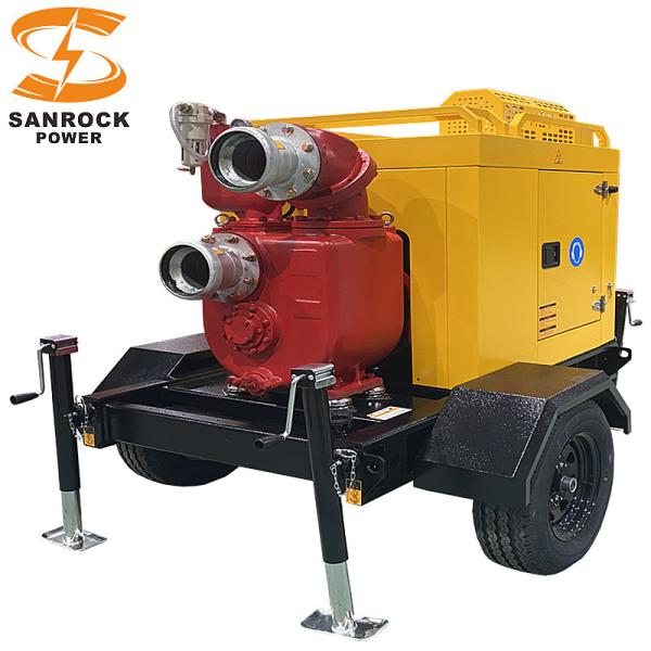 80-120L bomba de riego móvil con motor diésel de control de inundaciones remolque bomba de presión de agua