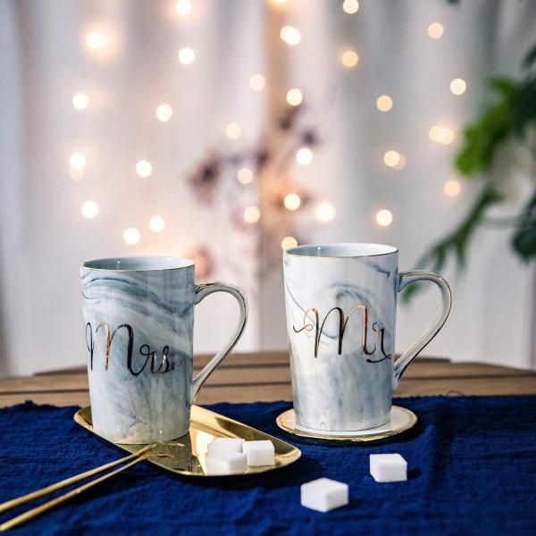 Anniversary Gifts 11oz Couple Ceramic Mug Set 100% Leakproof Lightweight