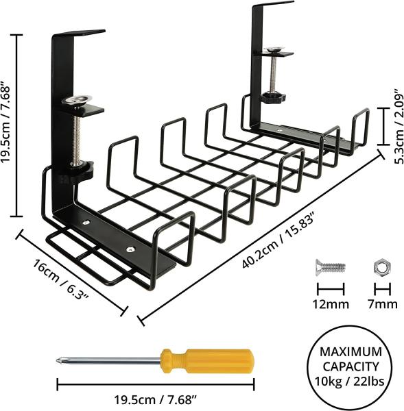 Power Strip Wire Tray 2-in-1 Wire Holder with Sustainable Cable Clips and Cable Ties