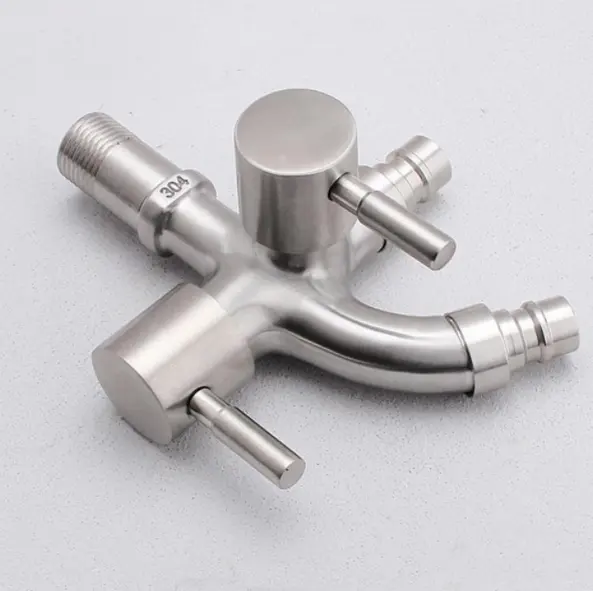 304 Stainless Steel Double Tap for Washing Machine in Bathroom G1/2 Multifunctional