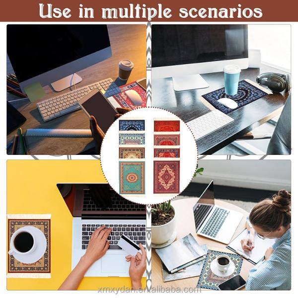 Retro Style Carpet Pattern Mouse Pad with Customizable Thickness and Mini Woven Rug Mat
