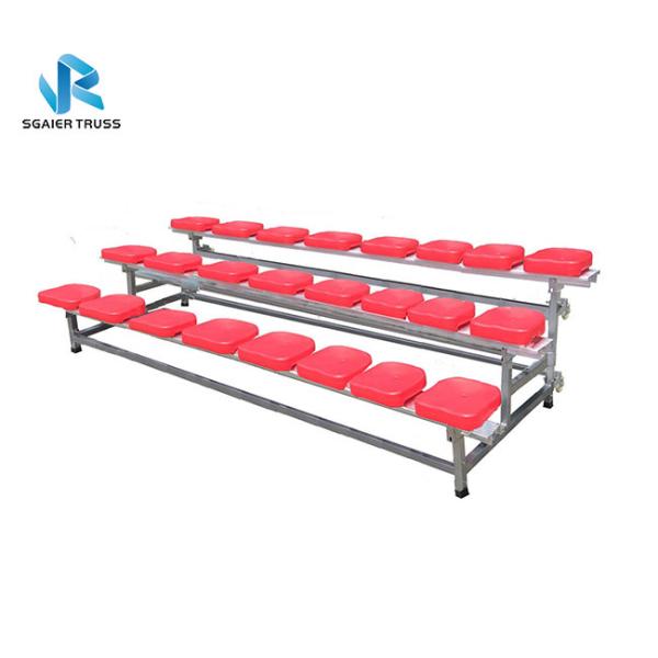 Straight 5 Row Bleachers , Fireproof Portable Aluminum Bleachers With Foot Pads / Plastic Seats