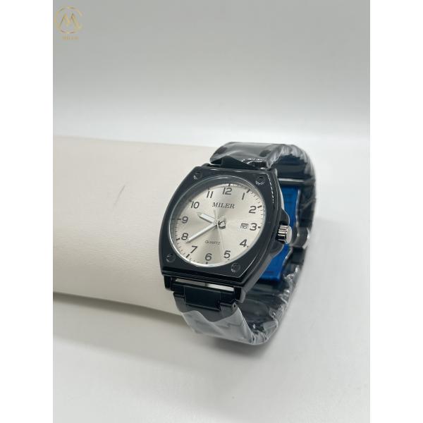 High Quality Luxury Black Case Stainless Steel Strap Waterproof Quartz Watch