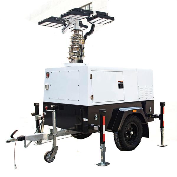 Tour de lumière de construction Flux lumineux 300000 LM LED Diesel Tour de lumière remorque Tour de lumière montée