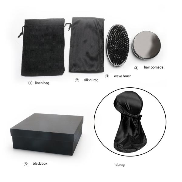 Custom 360 Waves Care Gift Kit  Silk Durag Hair Pomade With Wave Brushes