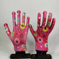 Les gants de travail de jardin d'unité centrale de revêtement de polyester fleurissent l'impression pour des femmes