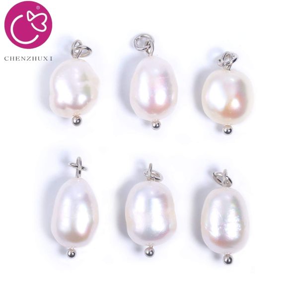 Baroque Freshwater Pearl Pendant Natural Irregular Stainless Steel DIY Accessories for Ladies' Jewelry