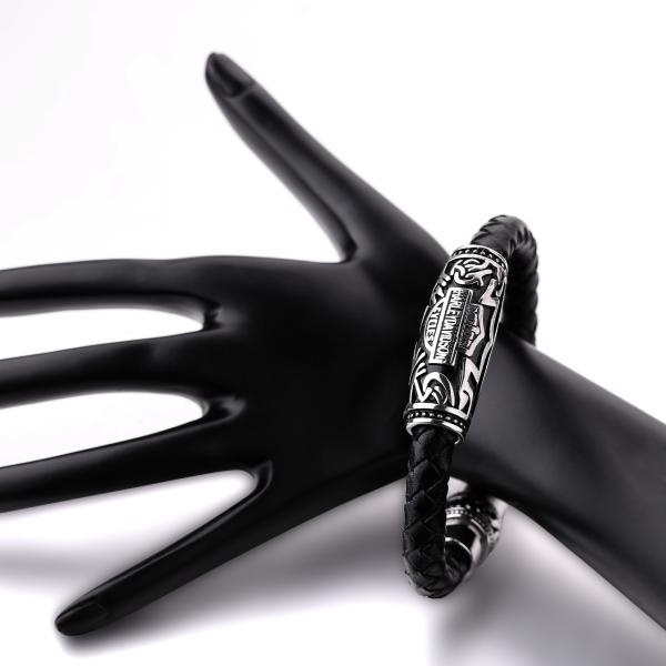 Man's Stainless Steel Clasp Braided Leather Bracelet Wholesale For Party