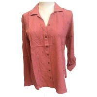 As senhoras viscosas de 100% bordaram a blusa com o colar da volta para baixo