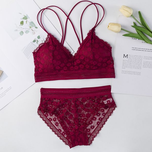 Best Quality Sexy Fashion Women Lace Panties Bra Set Low MOQ Underwear Wholesale Sexy Lace Bra Set Women