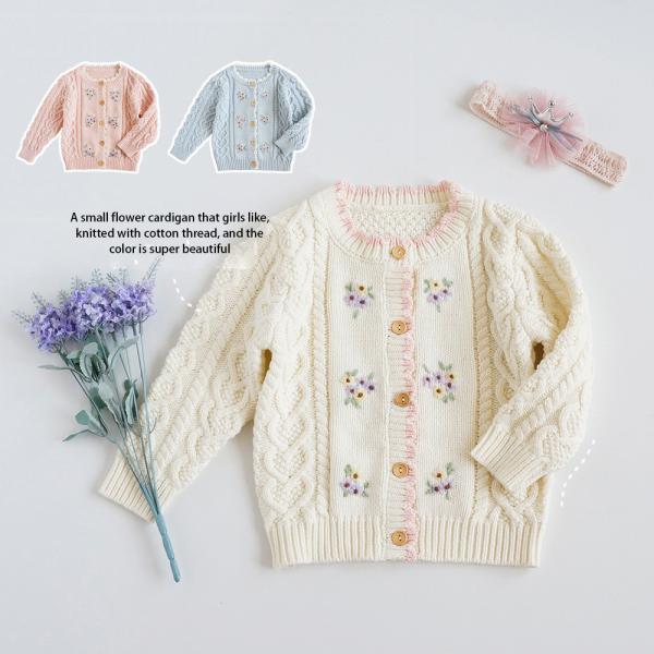 2023 spring and autumn hot sale sweet and lovely solid girls knitted sweater cardigans
