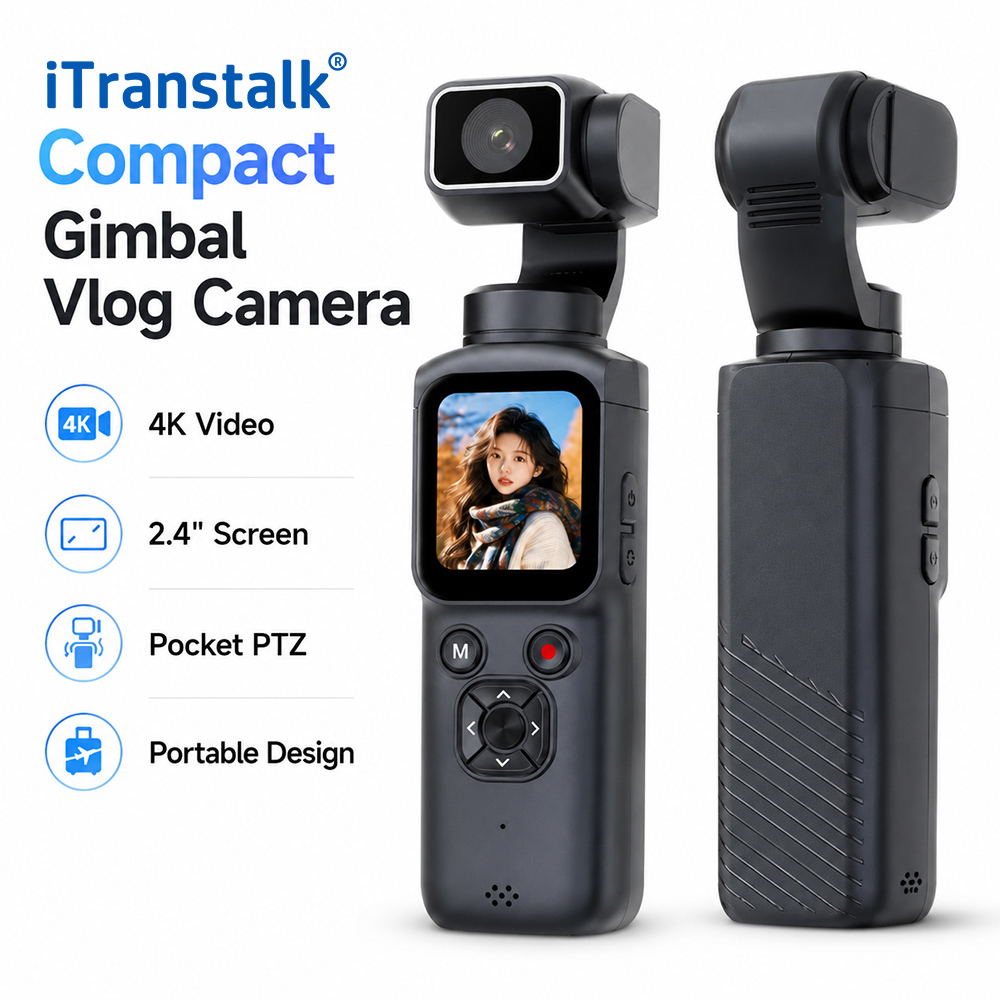 Touch Screen 4K Pocket Camera WiFi Multi Function 270° Face Tracking Pocket Action Camera