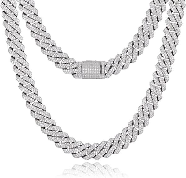 NGTC Moissanite Cuban Chain 925 Sterling Silver  Miami Cuban Chain 13mm Width