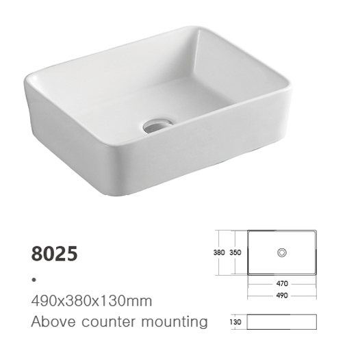 Rectangle Ceramic Washbasin Fancy Small Size Above Counter Bathroom Bowl Sink