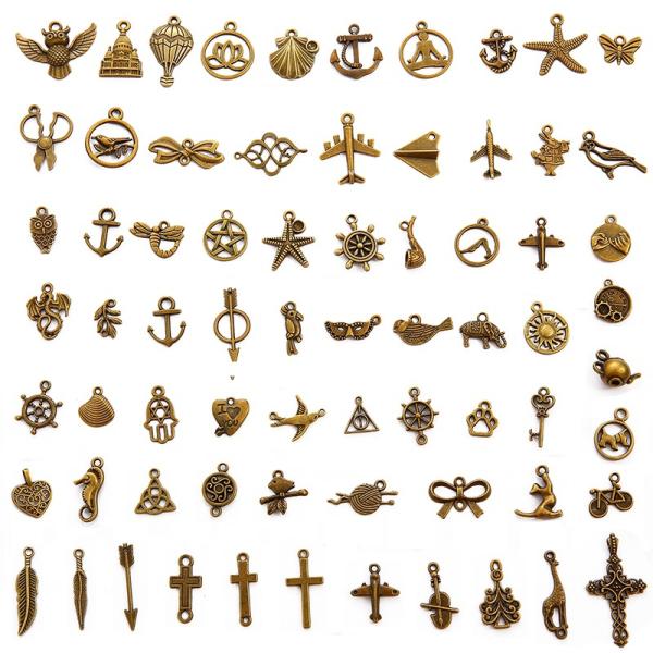Unisex Vintage Alloy Necklace Earrings Handmade DIY Mobile Phone Case Pendant Material