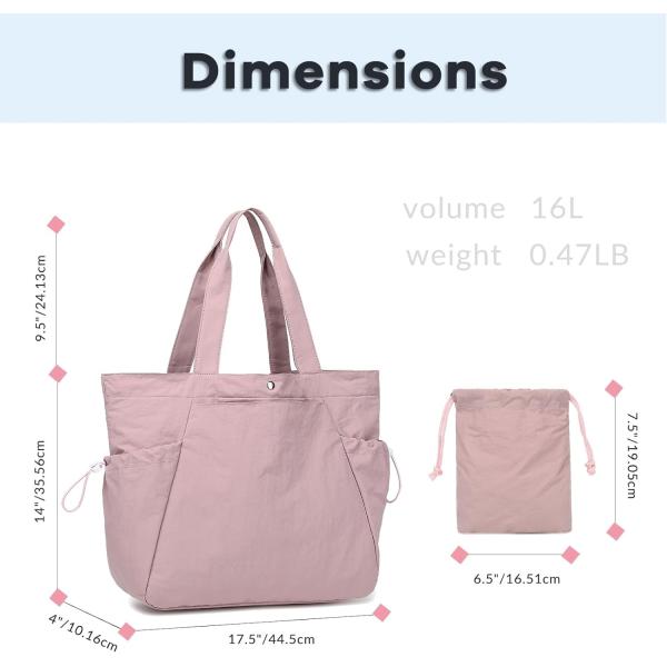 BTOOP TOTE BAG FOR WOMEN, FOLDABLE BEACH GYM BAGS, SIDE-CINCH LIGHTWEIGHT SHOPPER SHOULDER BAG FOR TRAVEL,WORK