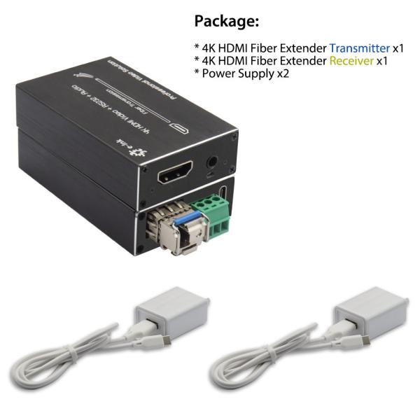 Prise en charge HDMI 1.4a / HDCP1.2 de la transmission non compressée de l'extension de fibre HDMI Mini 4K de 80 km