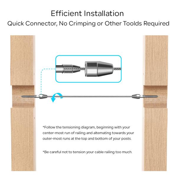 Stainless Steel Cable Railing Kit with 800 Tons Tensile Strength Self-Locking Technology and Adjustable Model Options