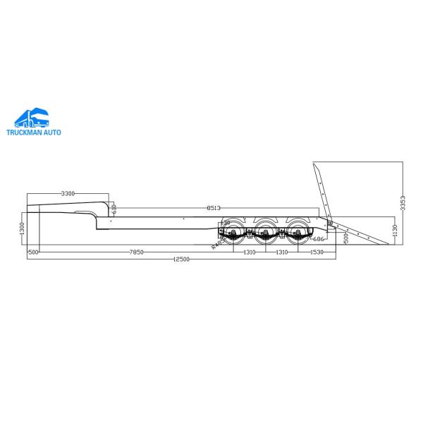 High Strength Steel 3 Axle 50 Tons Lowboy Semi Trailer