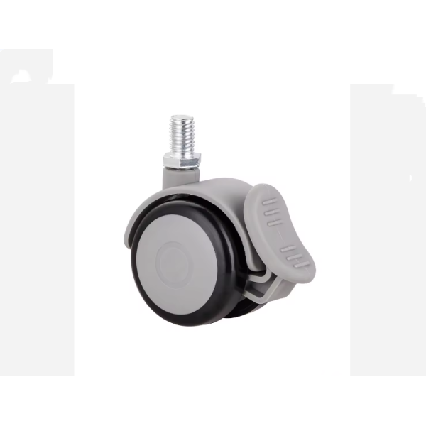 50mm TPU Dual Wheel Furniture Casters Rustic Grip Ring Stem 2 Inch Furniture Casters with Brake