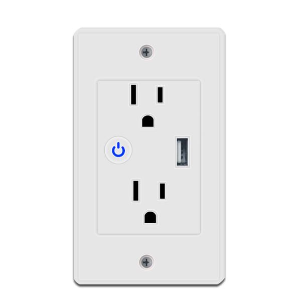 FCC ROHS Smart Plug Socket AU UK Wifi Usb Outlet Two AC Sockets