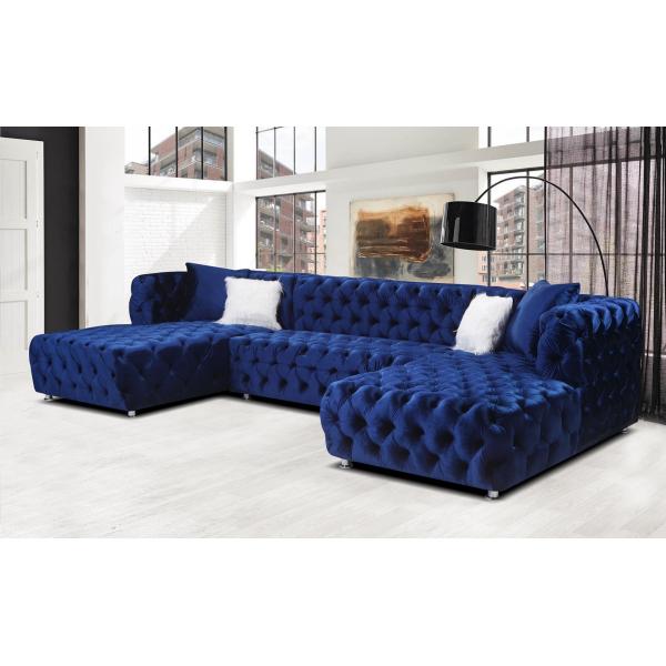 New Fashion Nordic Italian European Luxury Sofa Furniture Classic Black Shinny Velvet Tufted Sectional Sofa For Home