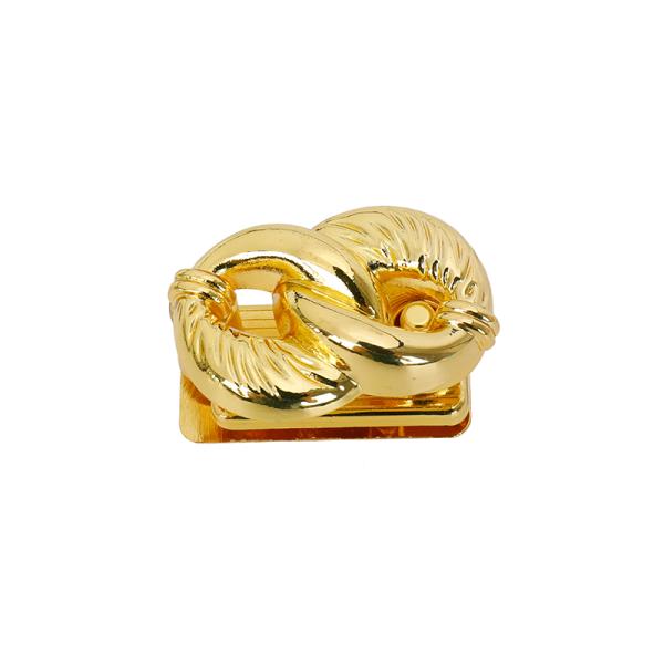 Bright Gold Wrapped Metal Pouch Lock Accessories Decorative Fitting For Handbag