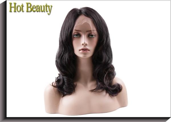 Glueless Human Hair Full Lace Wigs Body Wave , Bleached Knots Real Hair Wigs