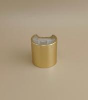 Bouchon rond en aluminium-plastique doré avec bouton transparent pour les bouteilles de soins de la peau