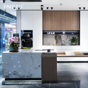 Custom Melamine Kitchen Cabinet Bespoke Modern Kitchen System With Island Table